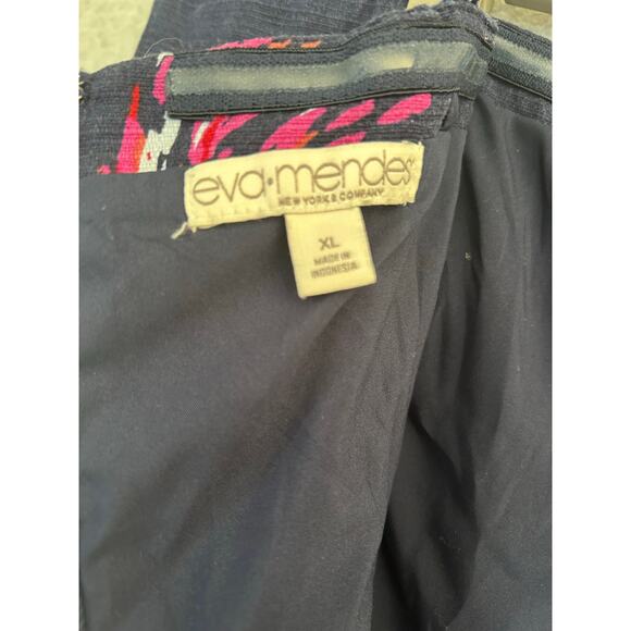 Eva Mendes New York‎ & Company Strapless Floral Fit Flare Dress Navy Pink XL - Picture 2 of 8